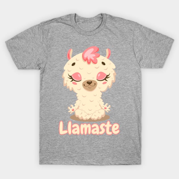 Llamaste Llama Namaste Yoga Llama Kawaii Cute Llama T-Shirt by ALUX